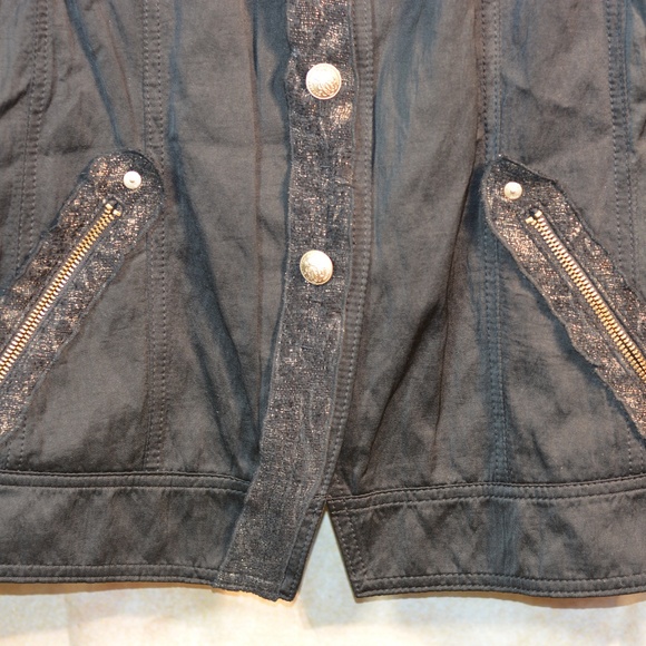 TUZZI Black Jacket Gold Trim SZ 14 - Picture 4 of 5